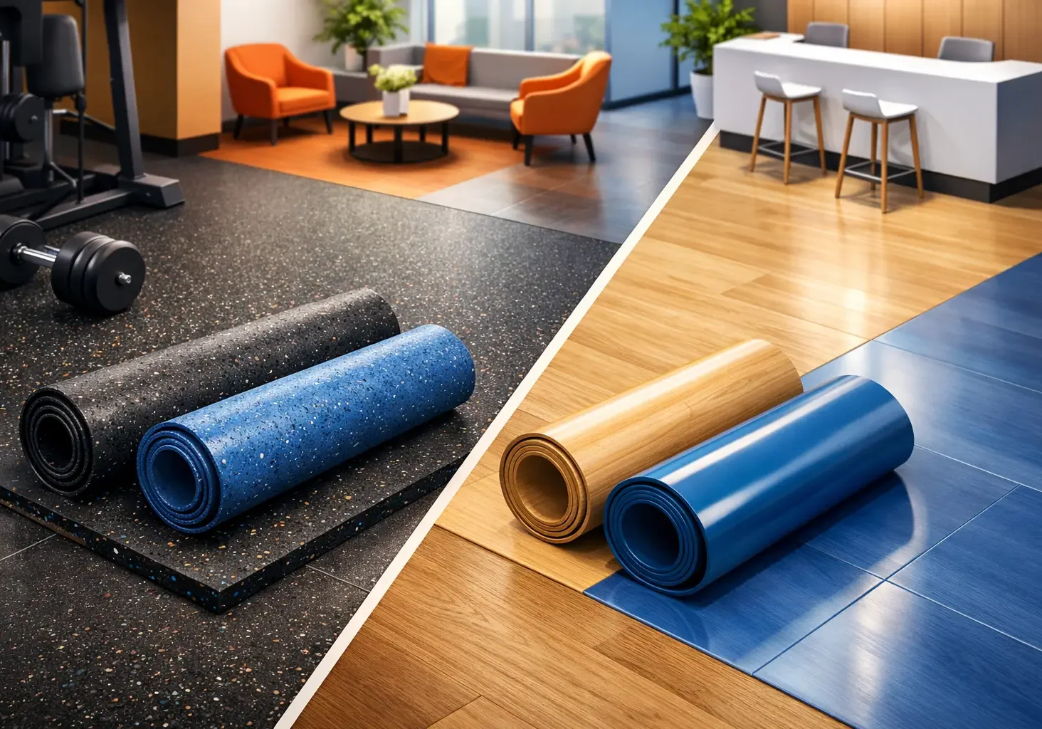 Rubber Flooring vs Vinyl for Commercial Spaces